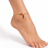 Gia Italian Horn Evil Eye Anklet