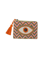 Orange Evil Eye Beaded Coin Purse