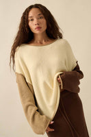 Colorblock Knit Rolled-Edge Sweater