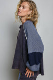 Thermal Two Tone Sweater Patch Top
