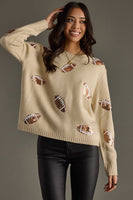 Tan Sequin Football Sweater