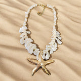 Gold Starfish Seashell Necklace