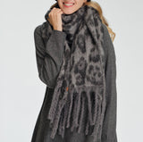 Leopard Print Fringe Scarf