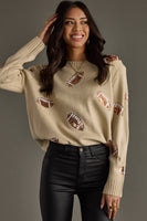 Tan Sequin Football Sweater