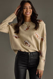 Tan Sequin Football Sweater