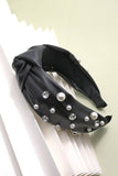 Faux Leather Embellished Headband