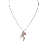 Lisa Perfect CZ Italian Horn & Evil Eye Charm Necklace