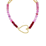 Hailey Heart Gemstone Beaded Choker Necklace