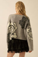 Floral Rose Jacquard Sweater