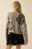 Floral Rose Jacquard Sweater
