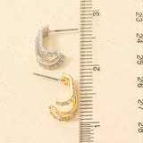 Three Oval C Hoop Earrings
