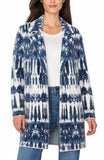 Blue Ikat Open Front Sweater Coat