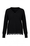 Black V-Neck Lace Sweater